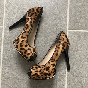 Guess Cheetah peep toe heels